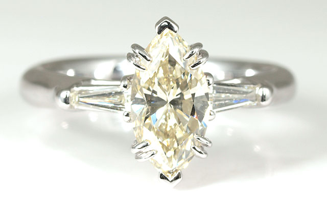 マーキス イエロー ダイヤモンド 1.50ct Pt900 ダイヤ リング 指輪